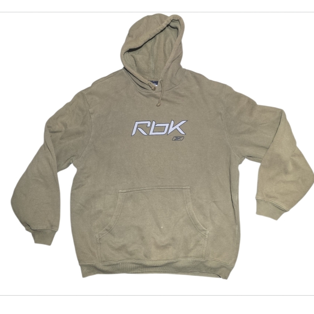 Reebok logo Hoodie Pullover Men's Size L Brown Heavy duty.